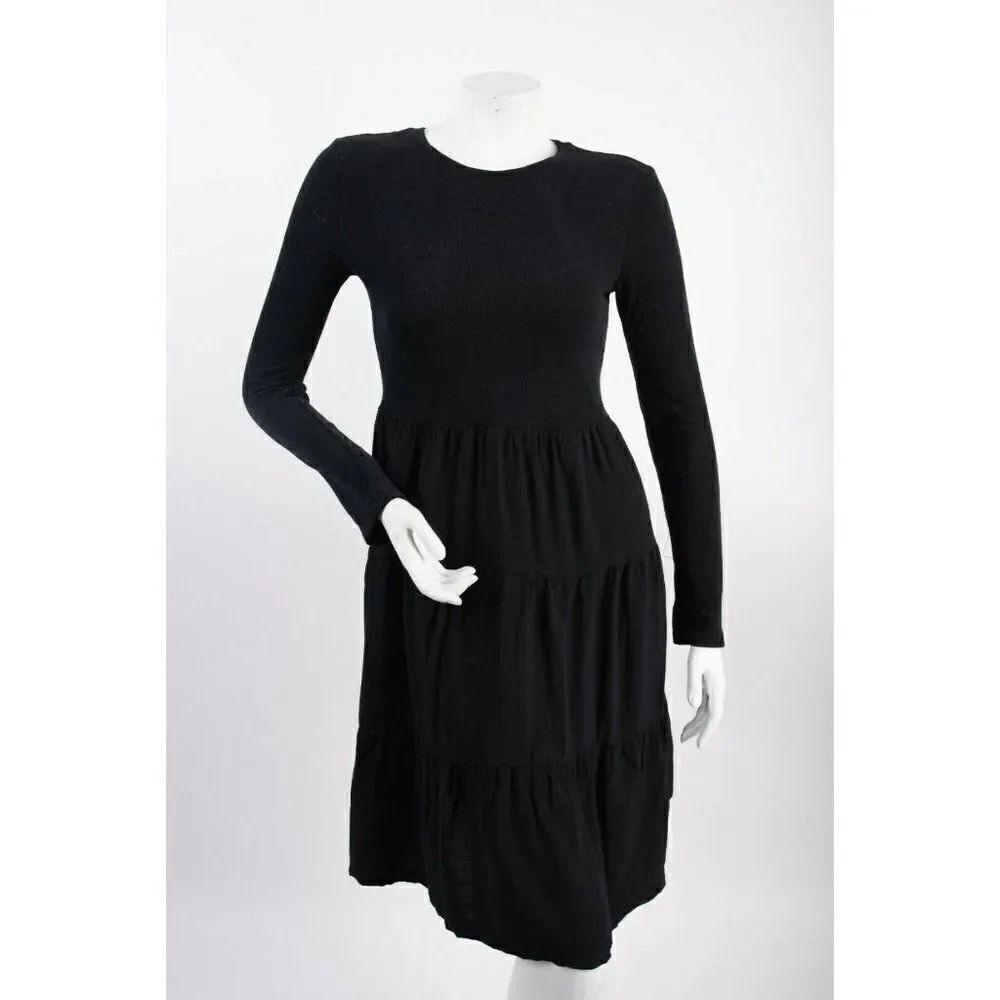 Zara Womens Dress S Crew neck A-Line Black